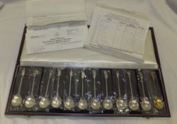A cased collection of twelve silver commemorative spoons "The Tichborne Spoons" (by BM of London