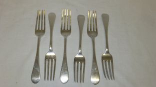 A set of six Victorian silver Old English pattern dessert forks (by Mackay Cunningham & Co.,