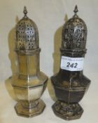 A pair of silver sugar casters in the Georgian manner (by Emile Viner, Sheffield 1957)   CONDITION