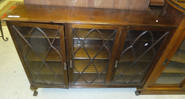 An early 20th Century mahogany three door glazed bookcase