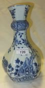 A 20th Century Chinese collared blue and white baluster shaped vase   CONDITION REPORTS  Overall
