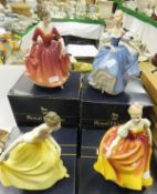 Four Royal Doulton figurines - "Spring Song", model HN3446, "Autumn Attraction", model HN 3612, "