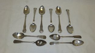 A set of six Scottish silver teaspoons (by J W within a stamped punch, Edinburgh 1859), together