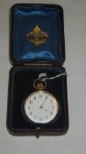 A 19th Century Continental 18 carat gold ladies pocket watch, the case with engraved floral