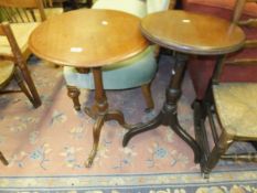 Two Victorian mahogany circular pedestal occasional tables on tripod bases