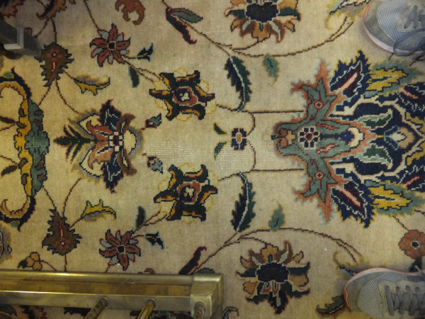 A Tabriz carpet, the central cream field with stylised floral decoration in blue, red, green and - Image 2 of 7