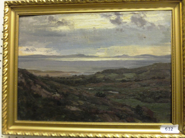 CHARLES ALBAN WALLIS "Harlech", a loch landscape, oil on board, signed bottom left, together with