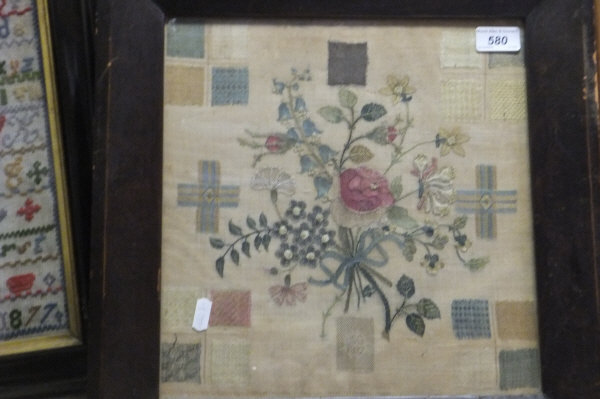 An early 19th century needlework sampler demonstrating embroidery designs and depicting floral spray - Image 2 of 15