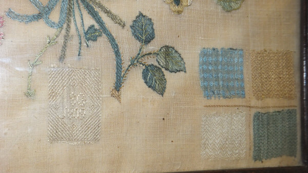 An early 19th century needlework sampler demonstrating embroidery designs and depicting floral spray - Image 9 of 15