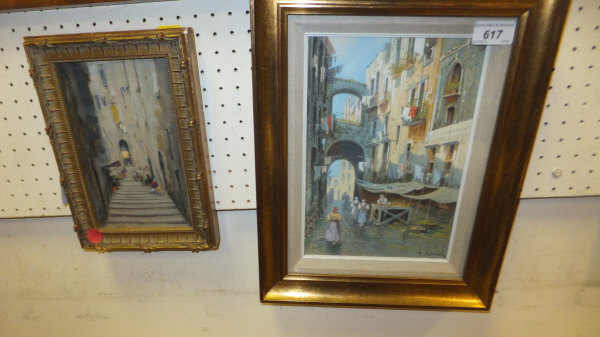 M GIANNI "The covered market stall", watercolour and gouache, signed bottom right, together with M - Image 2 of 6