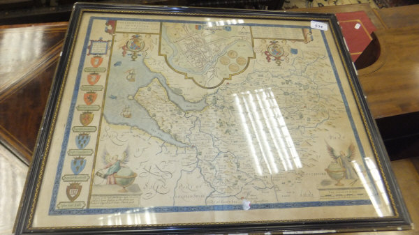 AFTER JOHN SPEEDE "The Countye Palatine of Chester ...", hand-coloured map, together with another - Image 2 of 5