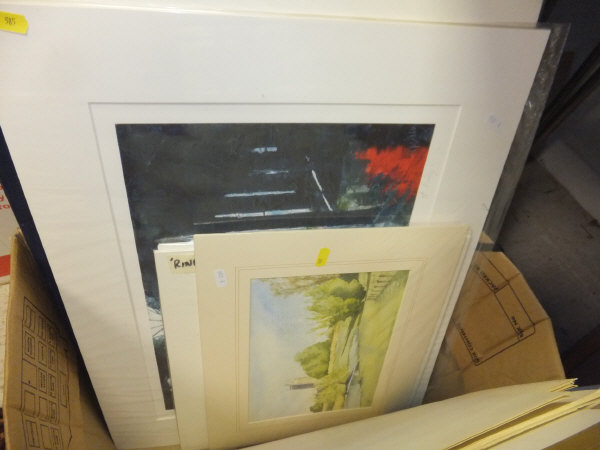 A box containing a large quantity of unframed pictures and prints to include A.W.C. LINDSAY " - Image 3 of 9