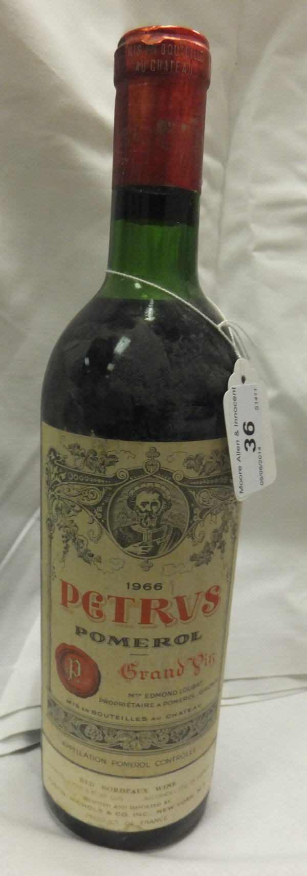 One bottle Petrus Pomerol Grand Vin 1966 - Mme Edmond Loubat   CONDITION REPORTS  Bottle generally