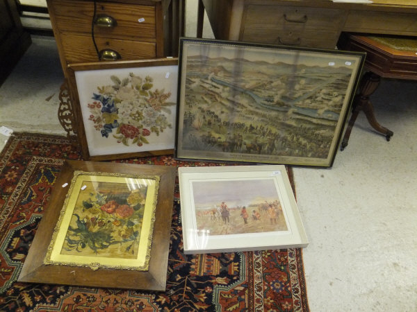 A selection of various framed prints to include "Bacons South Africa Battle Pictures No. 5, November