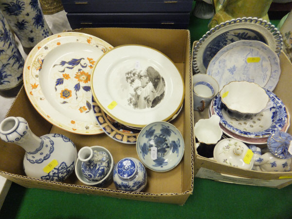 A collection of English and Oriental ceramics to include an 18th Century Chinese porcelain shallow
