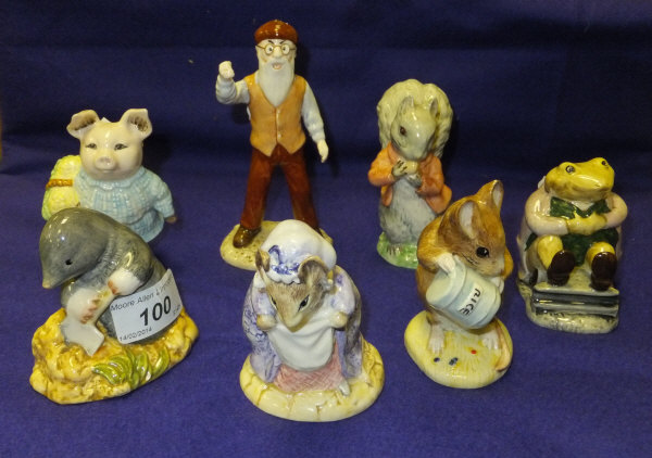 Seven Royal Albert Beatrix Potter figures comprising "Mr. McGregor", "Diggory Diggory Delvet", "Lady