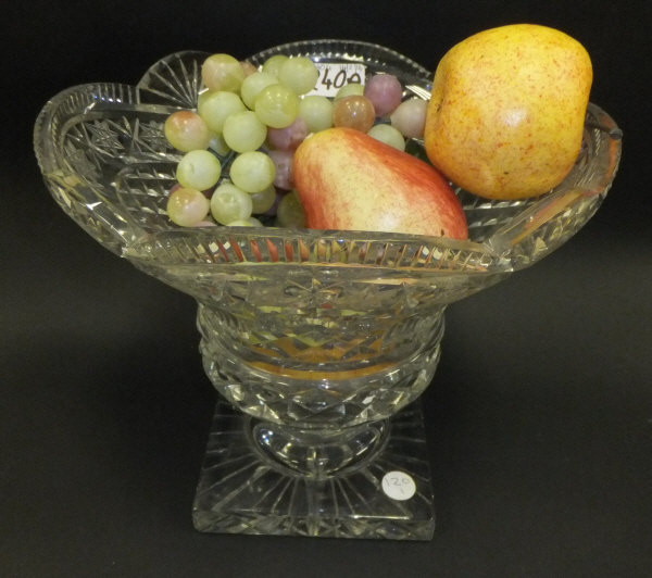 A cut glass pedestal bowl