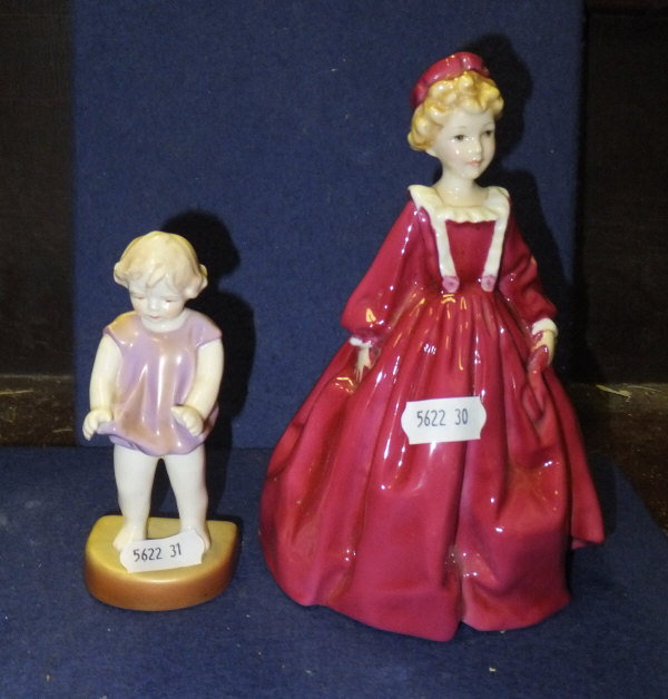 A Royal Worcester figure "Joan" modelled by F G Doughty, model No. 2915, with puce back stamp,