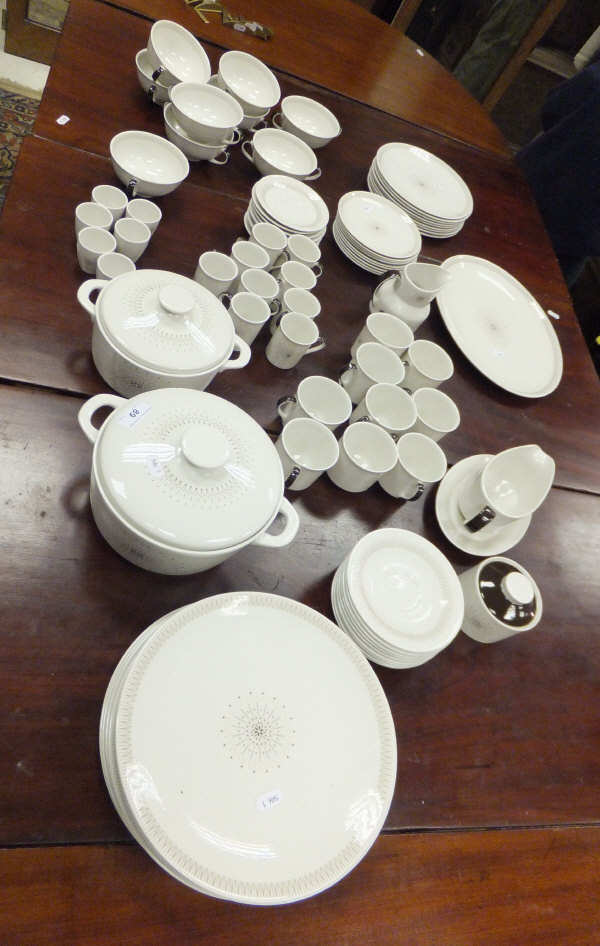 A large collection of Royal Doulton "Morning Star" pattern tea, dinner and coffee wares
