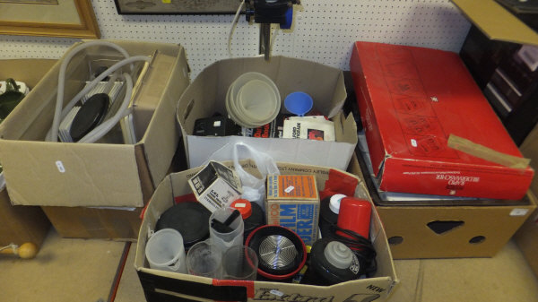 A large collection of photographic development equipment to include enlarger, trays, Patterson tank,