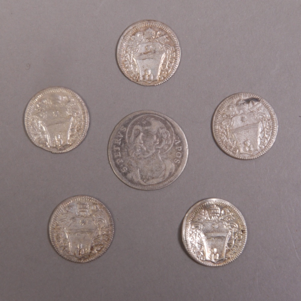 Papal States, 6 x silver grossos, 18th century (5 being of Clement XI), mostly EF - Image 2 of 2