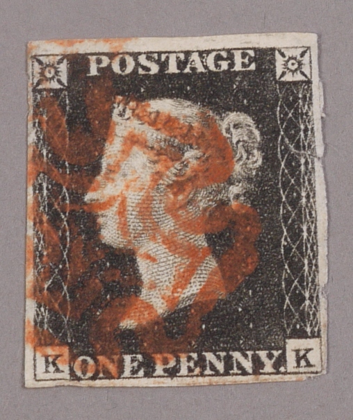 Sold on behalf of a charity. One used QV 1d Penny Black 'K''K' 1840/41, red MC cancellation