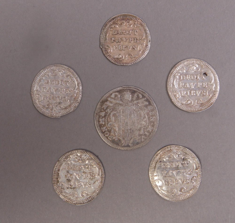 Papal States, 6 x silver grossos, 18th century (5 being of Clement XI), mostly EF