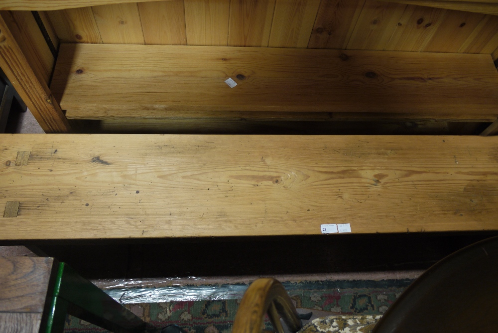 An Edwardian pine single plank joiners bench