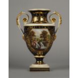A Derby porcelain topographical vase,  c