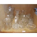 Glassware to include vases, decanters, j