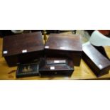 A mahogany box with drop down front and
