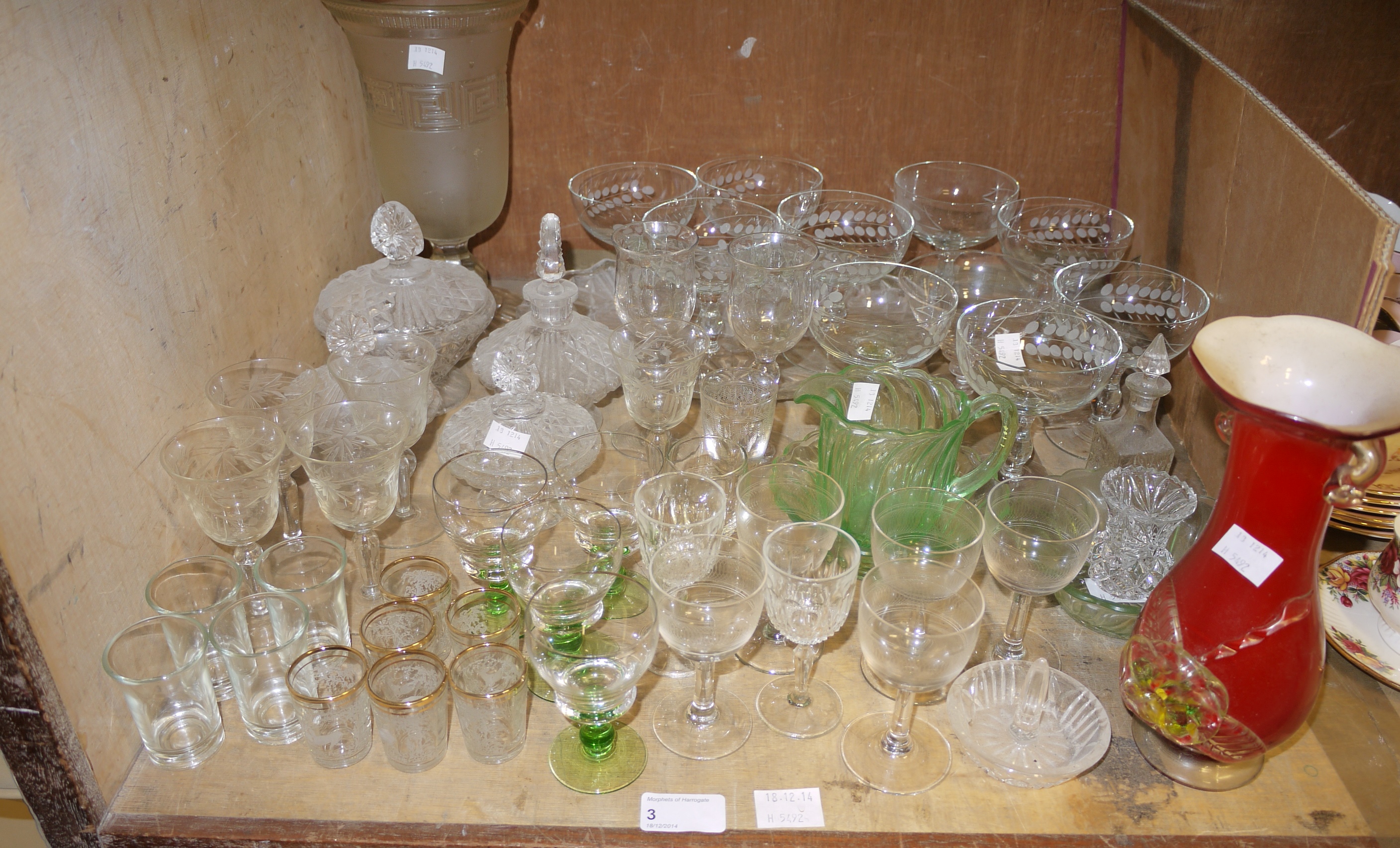 A quantity of table glass to include cel