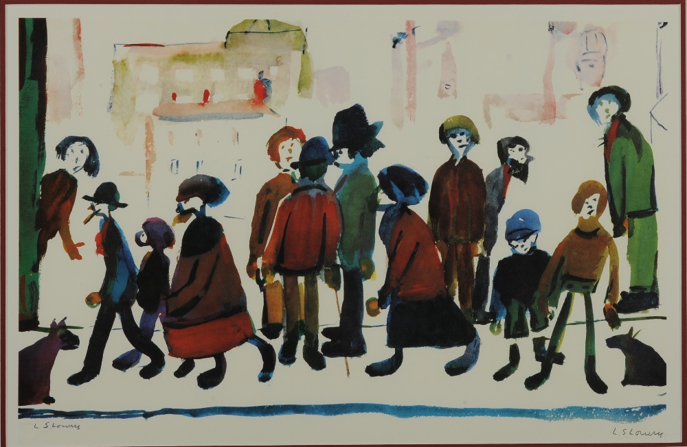 ARR BY AND AFTER LAURENCE STEPHEN LOWRY (1887-1976) People Standing About, colour reproduction,