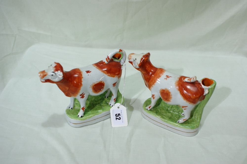 Two Staffordshire Pottery Red And White Cow Creamers