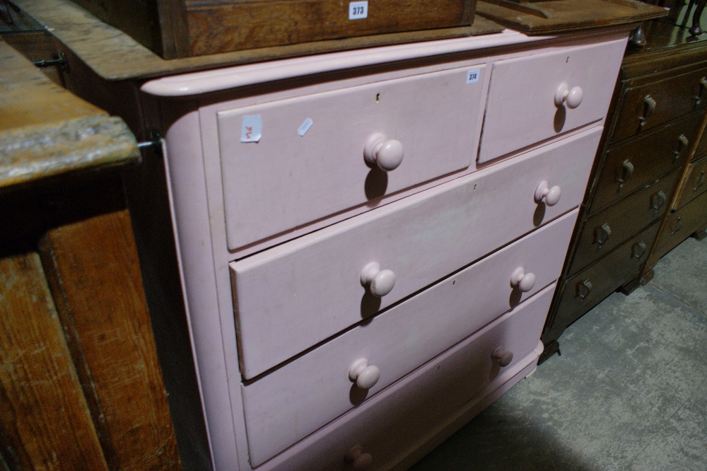 A Painted Victorian Chest Of Two Short And Three Long Drawers