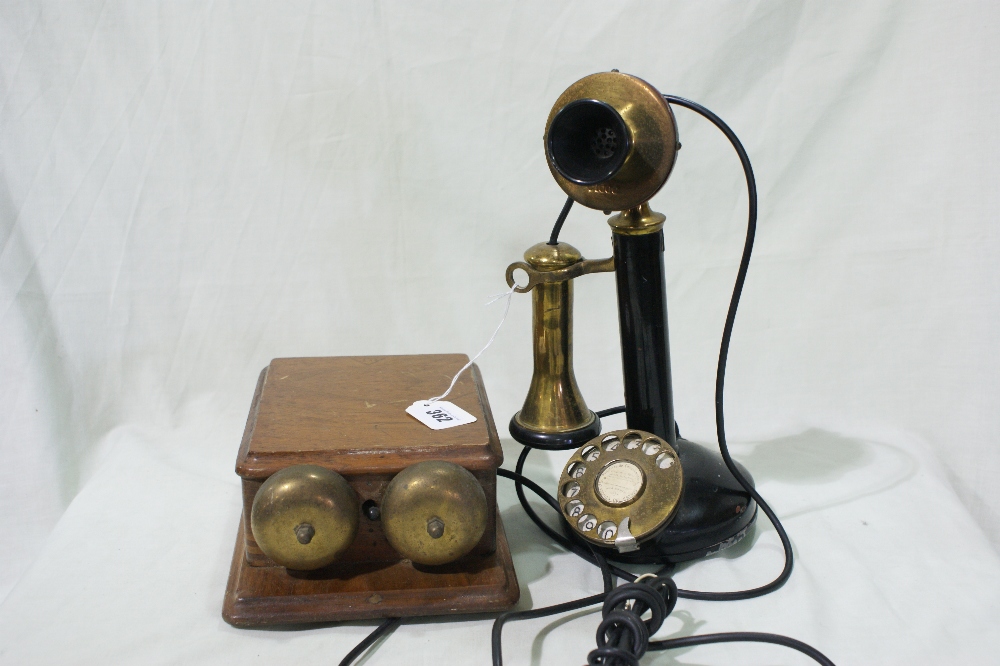 A Candlestick Telephone With Ringer Box Unit, Argentina Circa 1920s