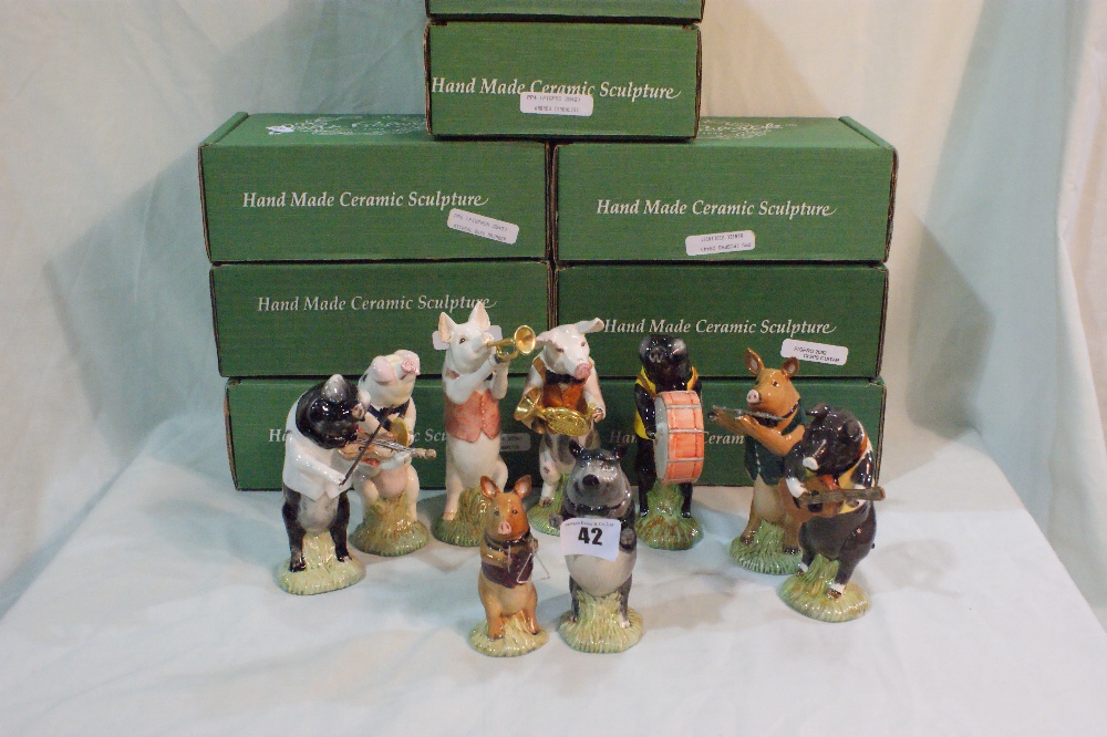 Nine Boxed John Beswick Pig Musician Figures