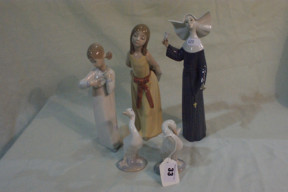 Five Various Lladro Porcelain Figures