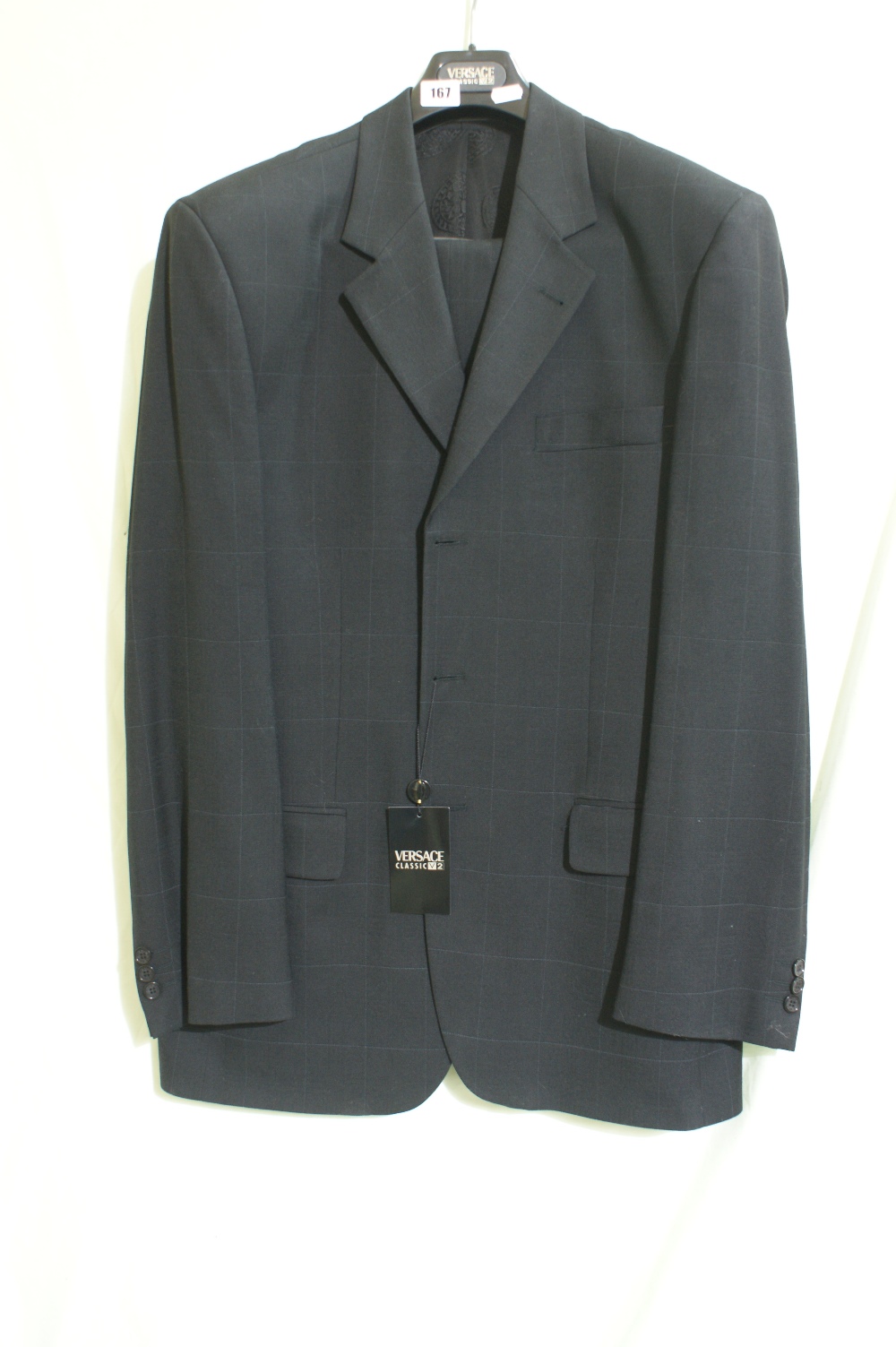 A Versace Mens Two Piece, Single Breasted Suit With Original Ticket, Size 46r Chest