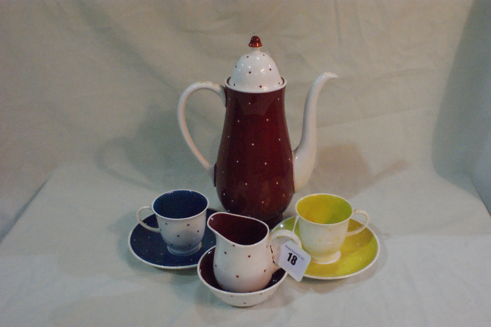 Fifteen Pieces Of Susie Cooper Colour And Dot Decorated Coffee Ware