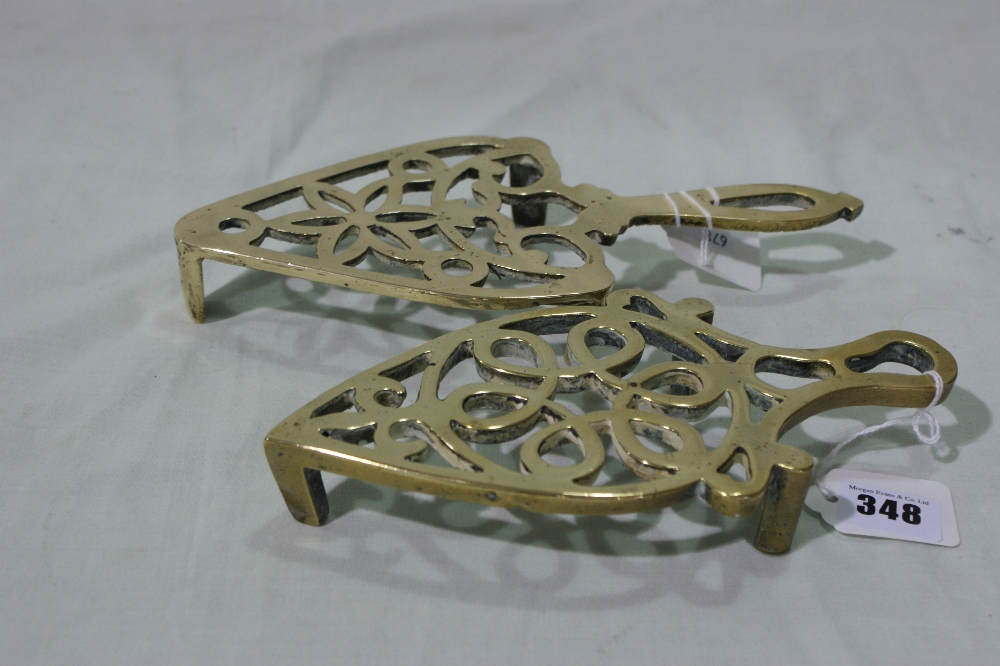 Two Antique Brass Trivet Stands