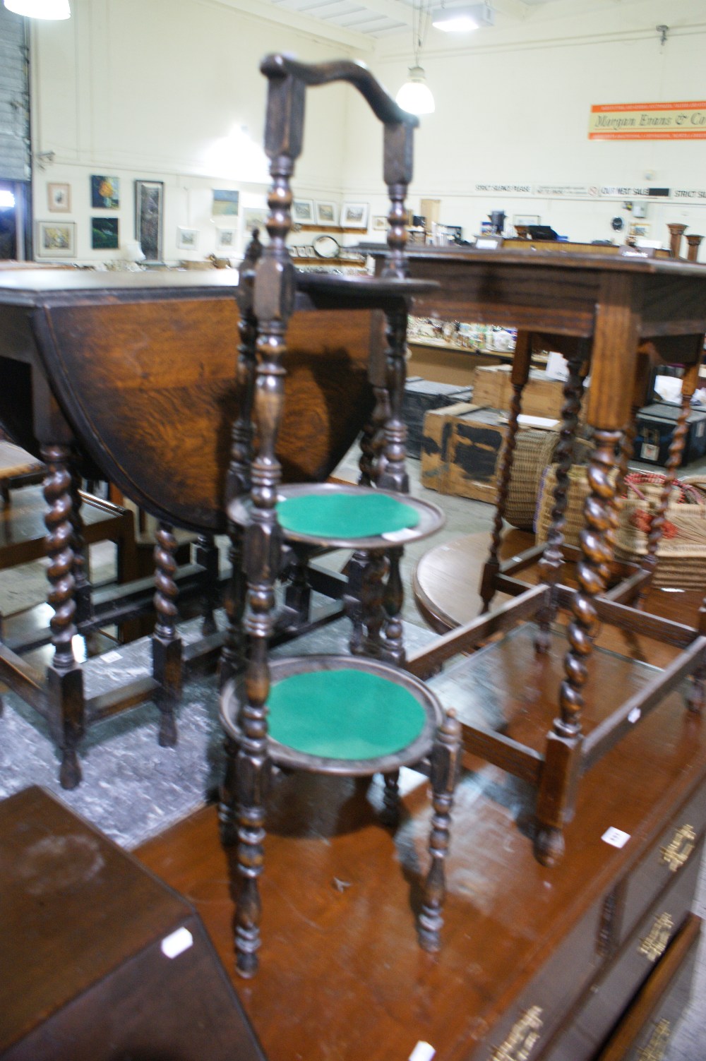 A Three Tier Oak Cake Stand