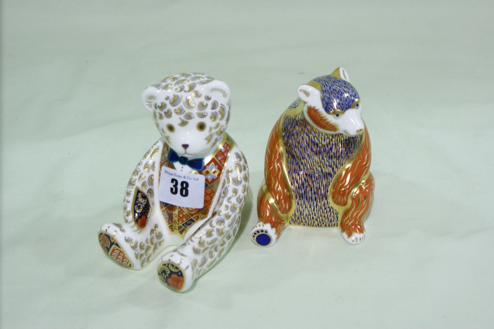 Two Royal Crown Derby Paperweights Each Modelled As A Bear