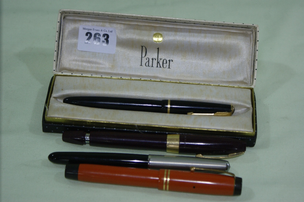 Four Mid 20th Century Parker Fountain Pens