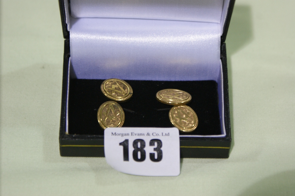 A Boxed Pair Of Masonic Cufflinks