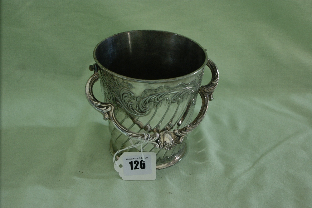 A Late Victorian Circular Based Plated Ice Pail With Swing Handle
