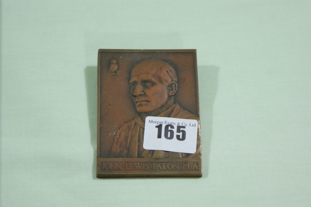 A Relief Bronze Portrait Plaque Of John Lewis Paton M.A.