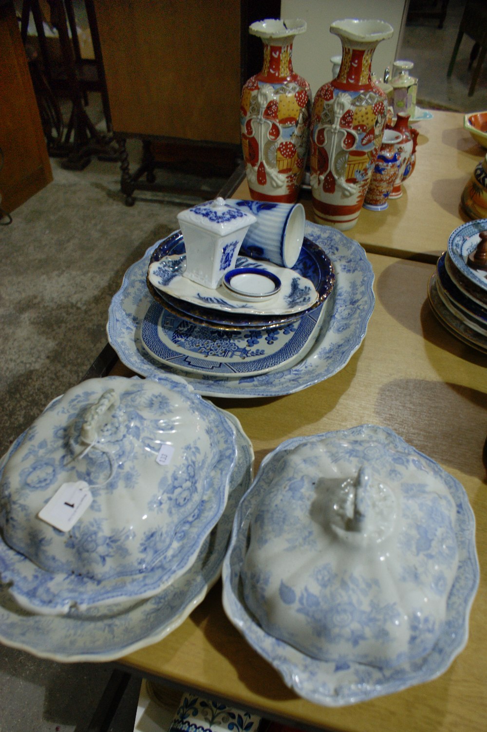 A Selection Of Asiatic Pheasant Pattern And Other Blue And White Transfer Decorated Pottery