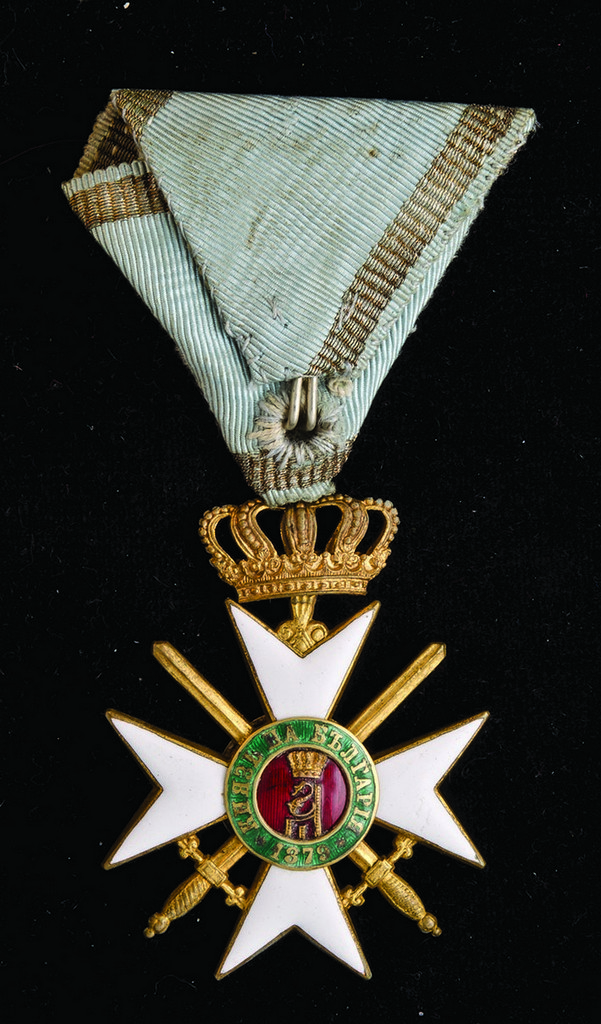 *Bulgaria, Military Order of Bravery, type 1, Third Class breast badge, in gilt and enamels, width - Image 2 of 2