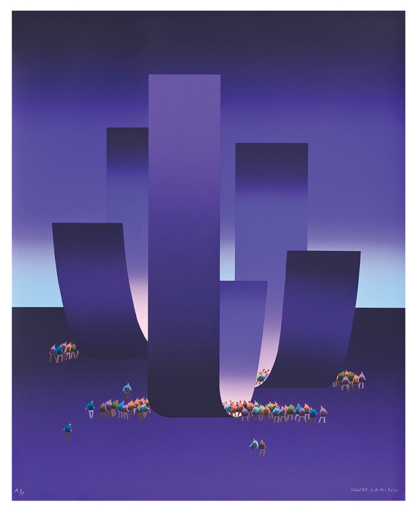 KURT LARISCH, Cintas moradas, 1998, Firmada. Serigrafía A / P, 72 x 58 cm   Ver ilustración.